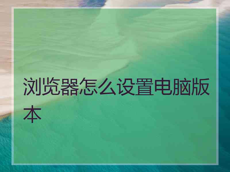 浏览器怎么设置电脑版本