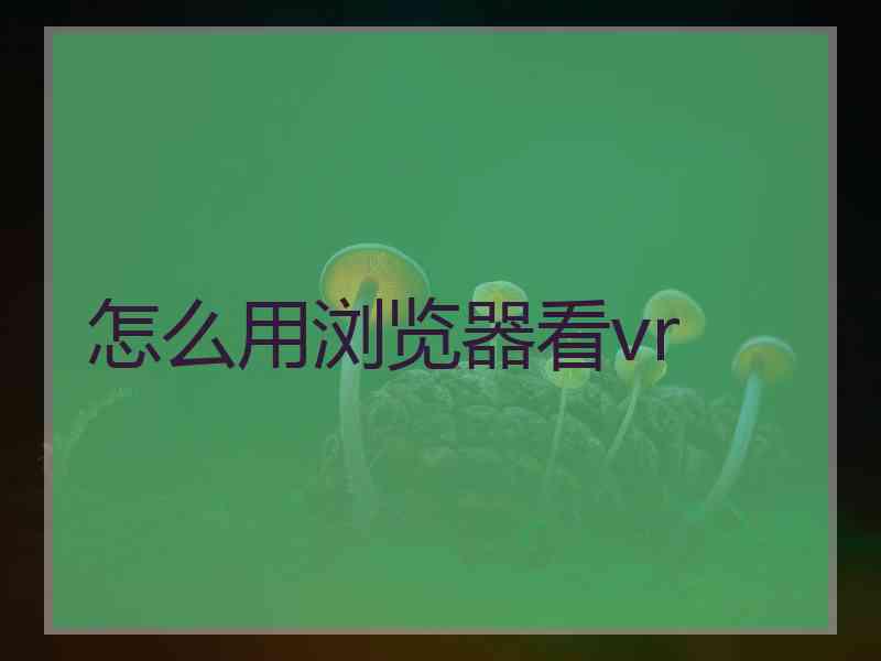 怎么用浏览器看vr