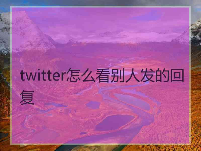 twitter怎么看别人发的回复