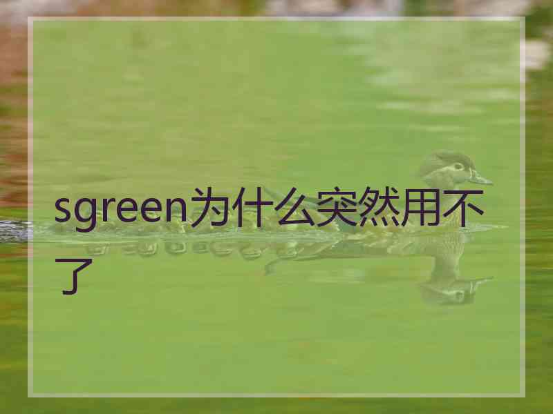 sgreen为什么突然用不了