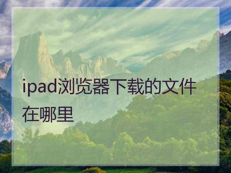 ipad浏览器下载的文件在哪里