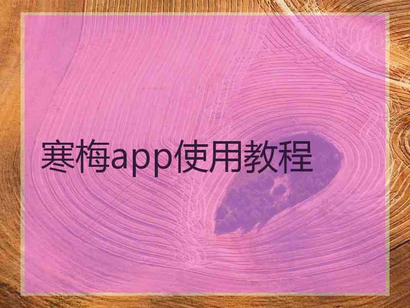 寒梅app使用教程